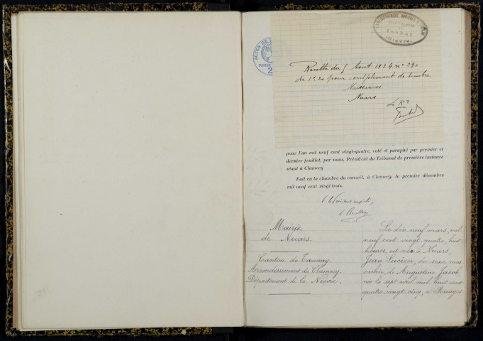 Nuars : actes d'état civil.