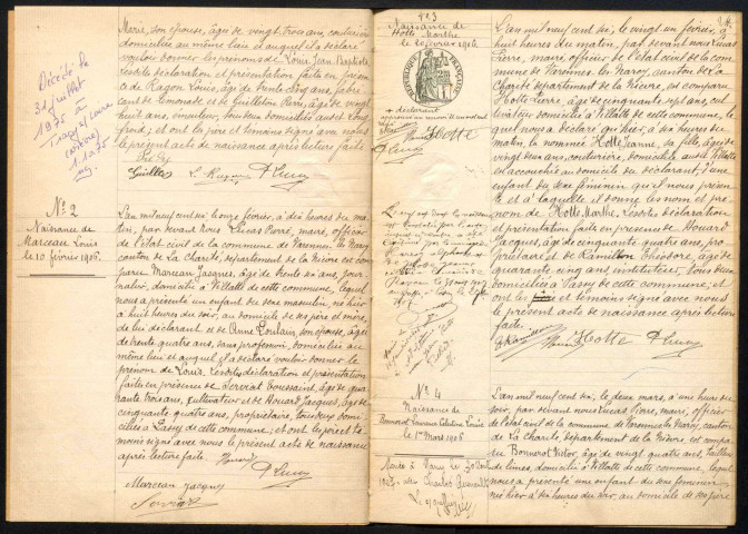 Varennes-lès-Narcy : actes d'état civil.