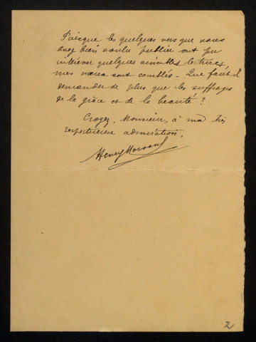 MORVAN (Henry), à Château-Chinon : 1 lettre.