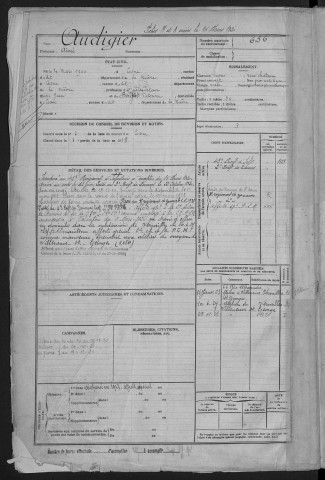 Bureau de Nevers-Cosne, classe 1920 : fiches matricules n° 655 à 1186