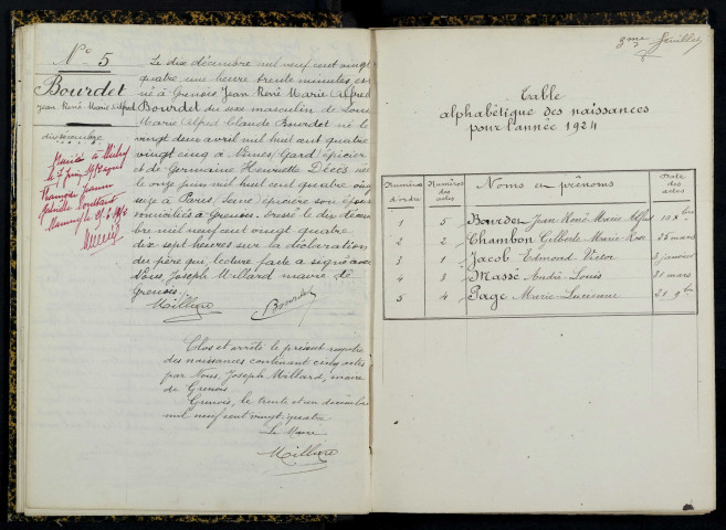 Grenois : actes d'état civil.