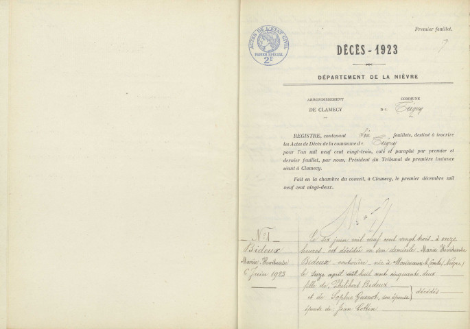 Teigny : actes d'état civil.