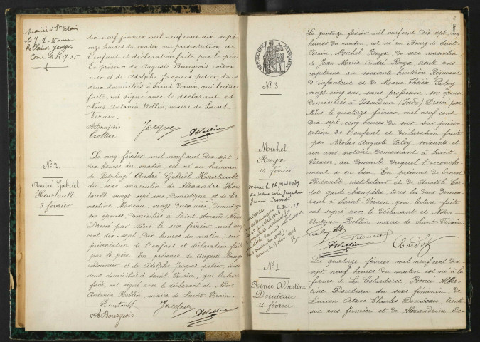 Saint-Vérain : actes d'état civil, table décennale.