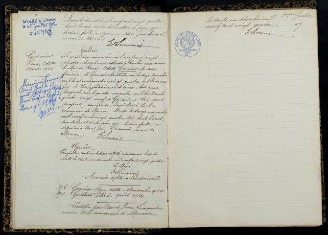 Mouron-sur-Yonne : actes d'état civil.