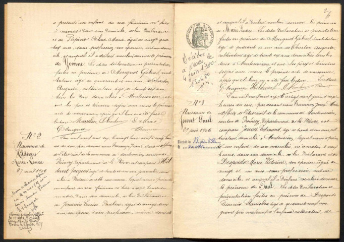 Montenoison : actes d'état civil.