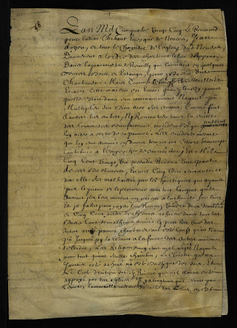 Travaux. - Agrandissement et reconstruction de la chartreuse d'Apponay (commune de Rémilly), pose de la première pierre : copie d'un procès-verbal du 20 octobre 1683.