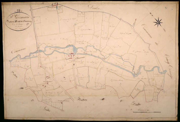 Saint-Germain-Chassenay, cadastre ancien : plan parcellaire de la section B dite de Chassenay, feuille 3