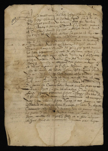 Mariage à Sémelay de Jean Plantard et de Jeanne Peponneau fille de Denize Plantard : contrat de mariage.