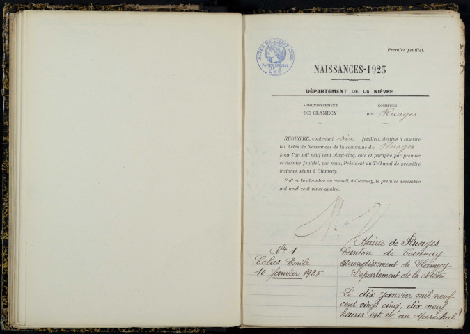 Ruages : actes d'état civil.