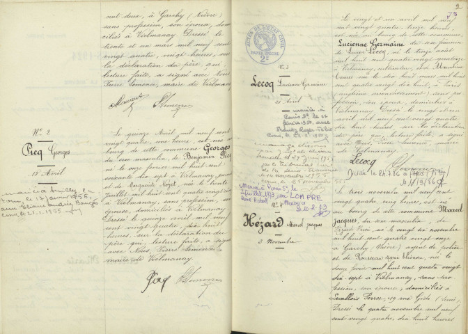 Vielmanay : actes d'état civil.