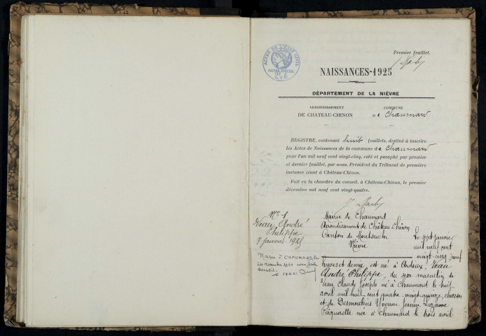 Chaumard : actes d'état civil.