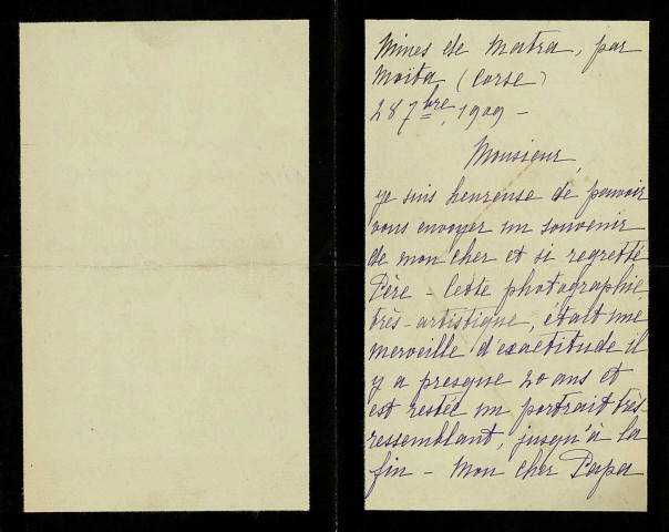 PARESYS (Marguerite), fille d'Achille Bourdeau : 2 lettres, 1 avis de décès.