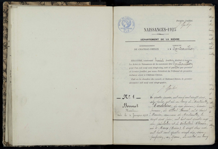 Montreuillon : actes d'état civil.