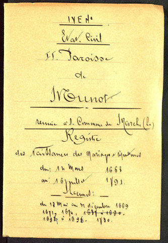 La Marche (Munot) : registres paroissiaux.