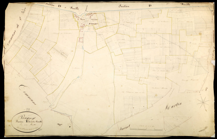 Pougny, cadastre ancien : plan parcellaire de la section E dite de la Pourelle