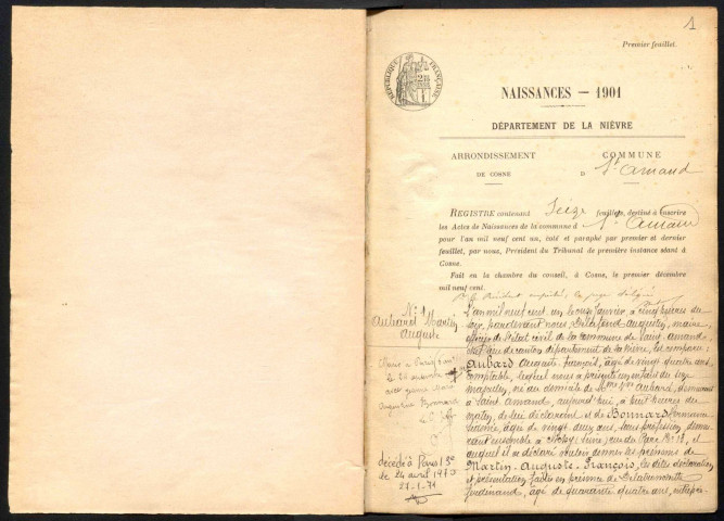 Saint-Amand-en-Puisaye : actes d'état civil.