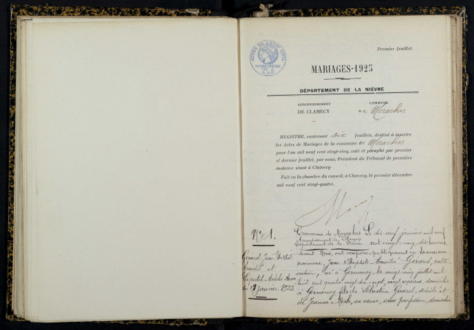 Moraches : actes d'état civil.