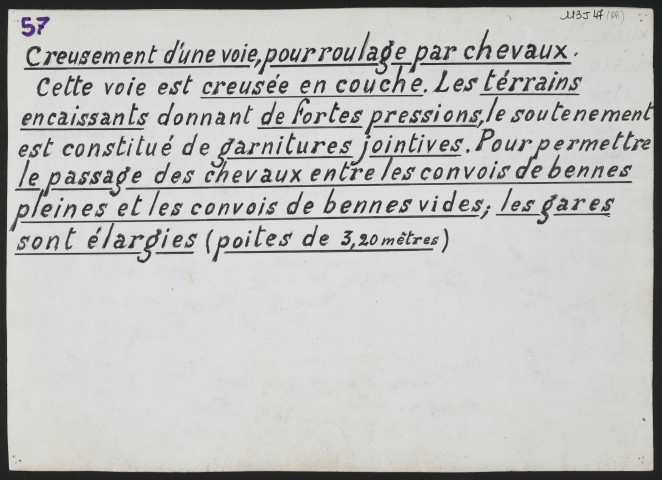 Creusement d'une costière, boisage.