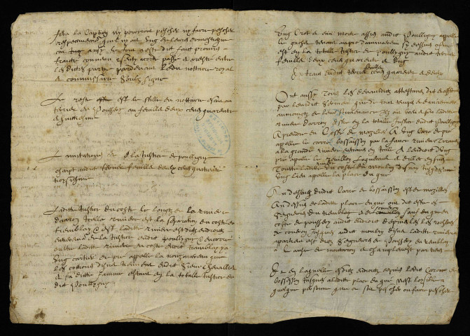 Délimitation des justices de Pouligny et du Tremblay, et droit de pêche dans la rivière d'Aron : extrait du terrier de Poussery, dressé pour François du Pontot.