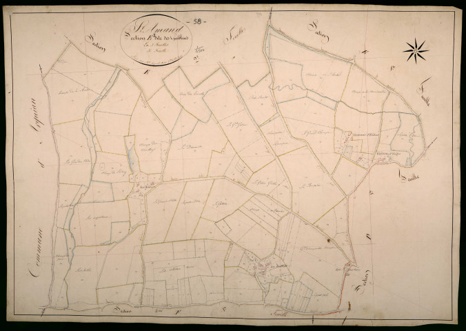 Saint-Amand-en-Puisaye, cadastre ancien : plan parcellaire de la section E dite des Guiblins, feuille 3