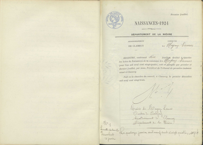 Magny-Lormes : actes d'état civil.