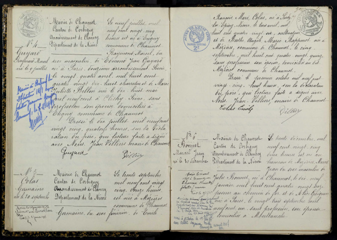 Chaumot : actes d'état civil.