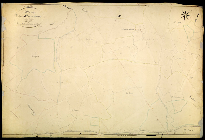 Moux-en-Morvan, cadastre ancien : plan parcellaire de la section B dite de Chevigny, feuille 6