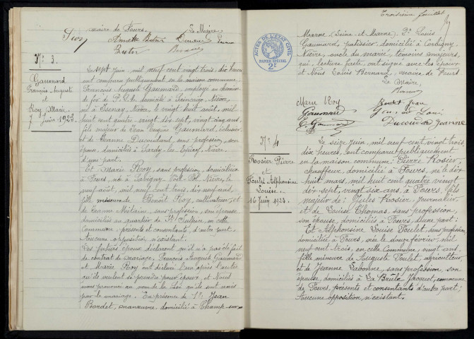 Fours : actes d'état civil.