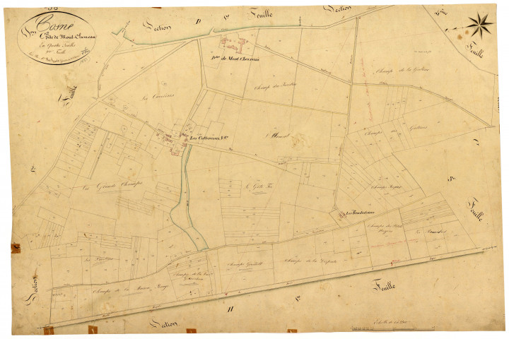 Cosne-sur-Loire, cadastre ancien : plan parcellaire de la section C dite de Mont-Chevreau, feuille 2