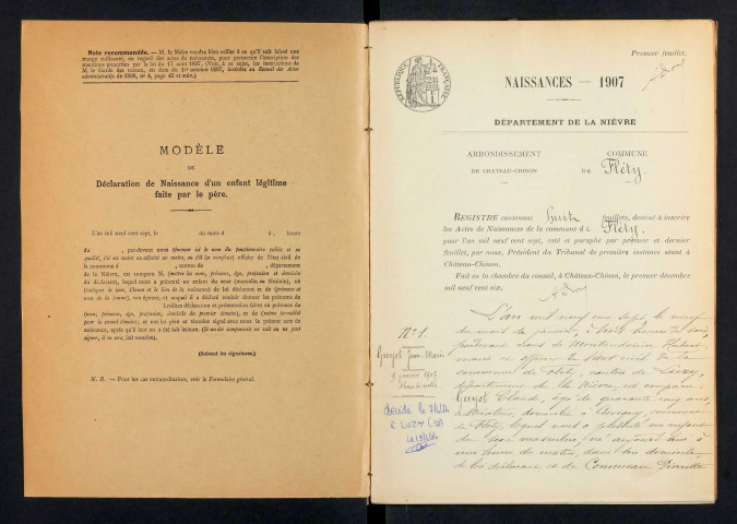 Fléty : actes d'état civil.