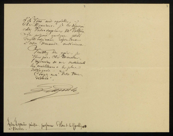 LEGENDRE (Léon), peintre à Nevers (1845-1912) : 3 lettres.
