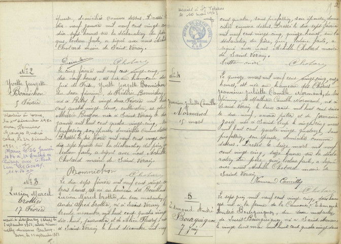 Saint-Vérain : actes d'état civil.