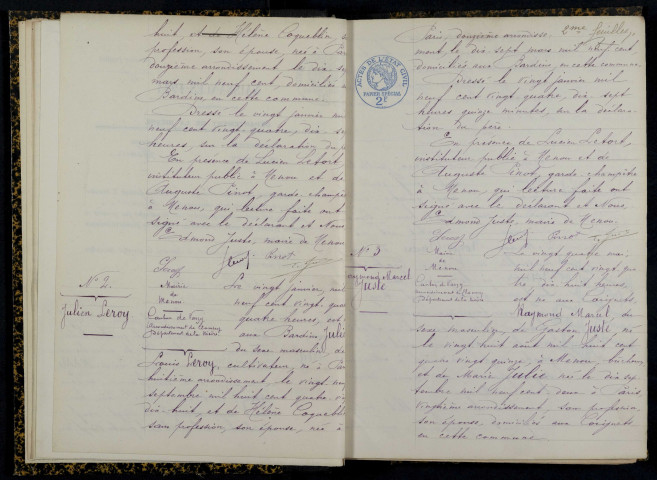 Menou : actes d'état civil.