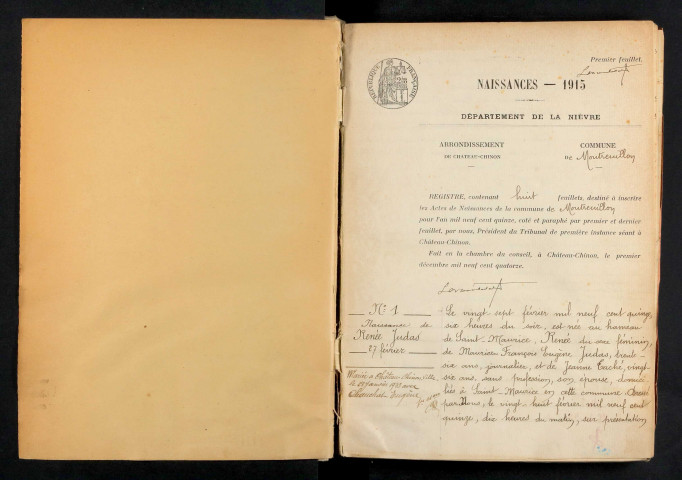 Montreuillon : actes d'état civil.