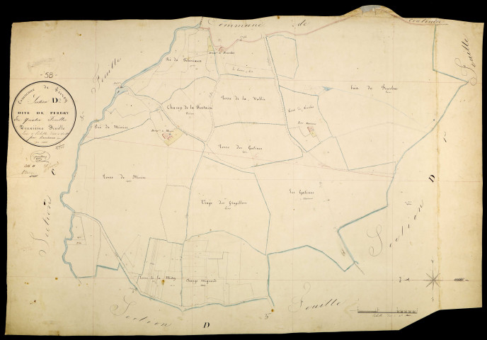 Perroy, cadastre ancien : plan parcellaire de la section D dite de Perroy, feuille 2