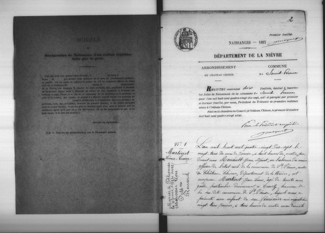 Saint-Péreuse : actes d'état civil.