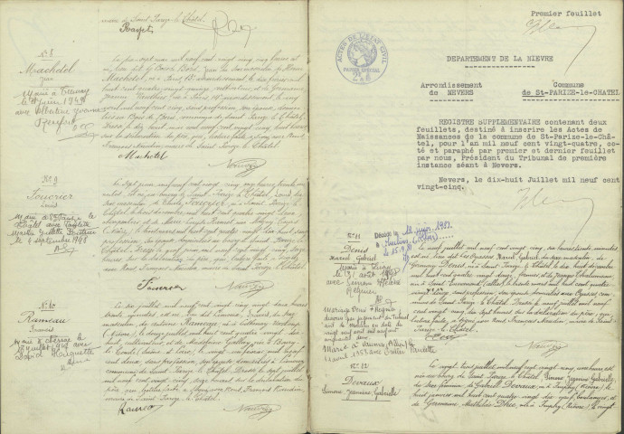 Saint-Parize-le-Châtel : actes d'état civil.