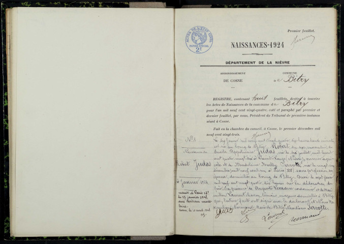 Bitry : actes d'état civil.