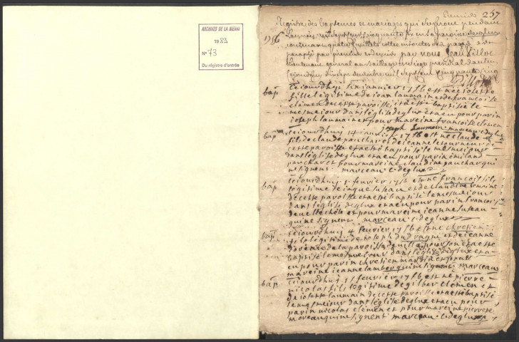 Glux-en-Glenne : registres paroissiaux.