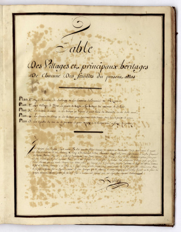 Plans de Nioux, Soulangy, par le Sr Radot géomètre féodiste, pour François de Saulieu, seigneur du Marais : atlas terrier.