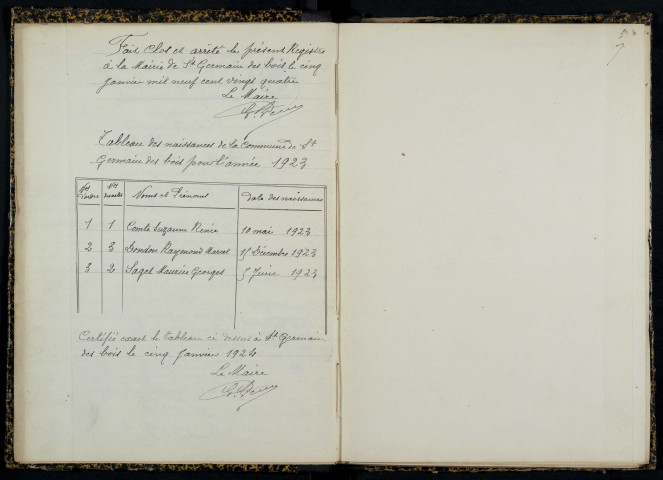 Saint-Germain-des-Bois : actes d'état civil.