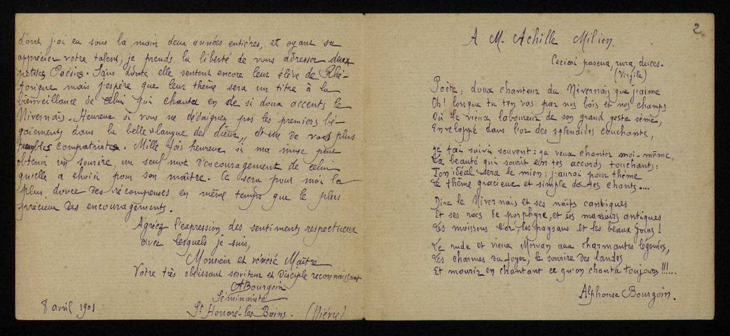 BOURGOIN (Alphonse), professeur d'institution, poète (1881-1953) : 23 lettres, manuscrits, 1 carte postale illustrée.