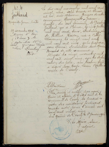 Cizely : actes d'état civil.