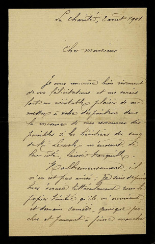 LEBOEUF (Louis Simon), médecin à La Charité-sur-Loire (Nièvre) (né en 1848) : 6 lettres.