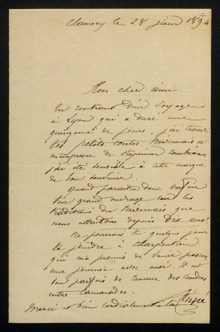 FIEFFÉ (Alphonse), magistrat à Clamecy (né en 1839) : 19 lettres, 1 carte postale illustrée.
