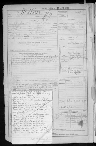 Bureau de Nevers, classe 1900 : fiches matricules n° 498 à 999