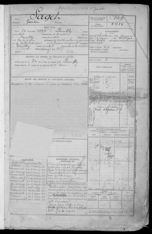 Bureau de Nevers-Cosne, classe 1914 : fiches matricules n° 549 à 556, 923 à 1488 et 1633 à 1727