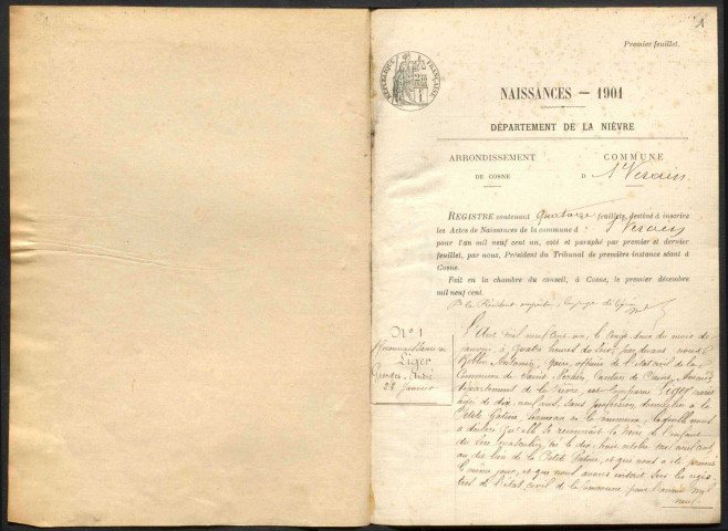 Saint-Vérain : actes d'état civil.