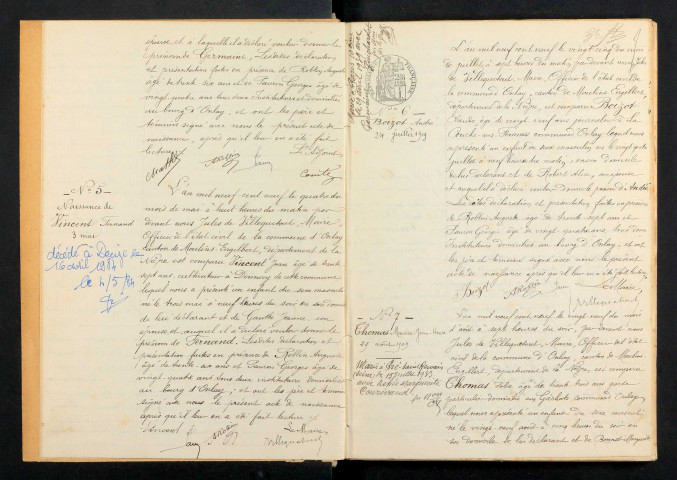 Onlay : actes d'état civil.