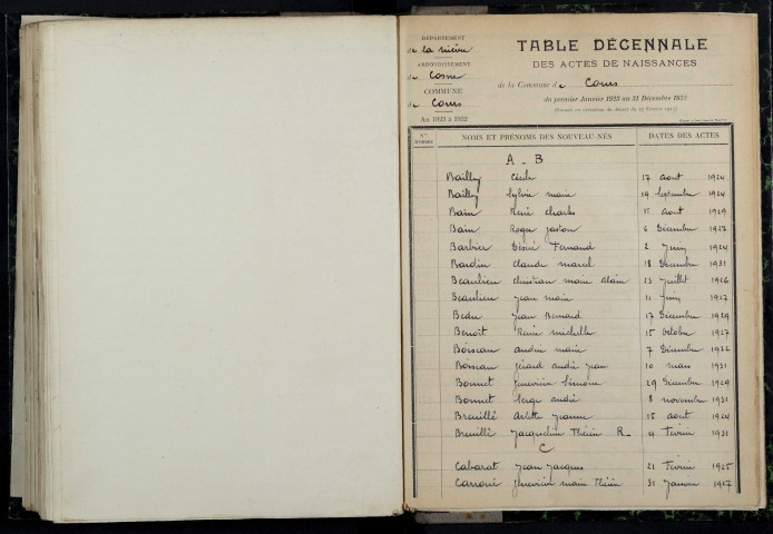 Cours : table décennale.